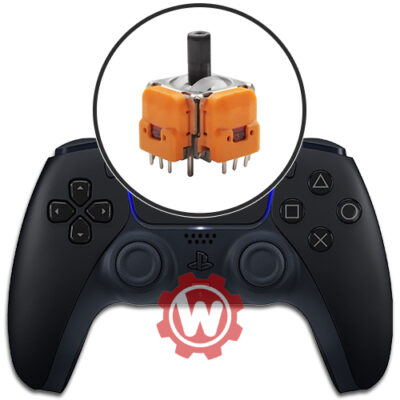 PS5 DualSense Controller Hall Effect with upgraded no-drift joysticks, front view showing textured thumbsticks and precision magnetic sensor upgrade.